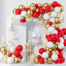 Luftballon Girlande Rot Weiß Gold 120 Stück Kit für Dekoration