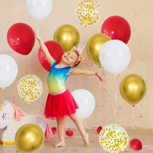 Luftballon Girlande Rot Weiß Gold, 120er Deko Set für