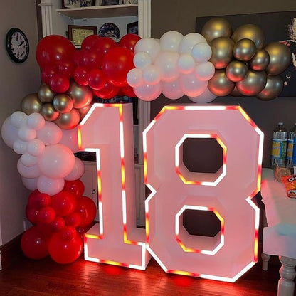 Luftballon Girlande Set 120 Stück Rot Weiß Gold Konfetti