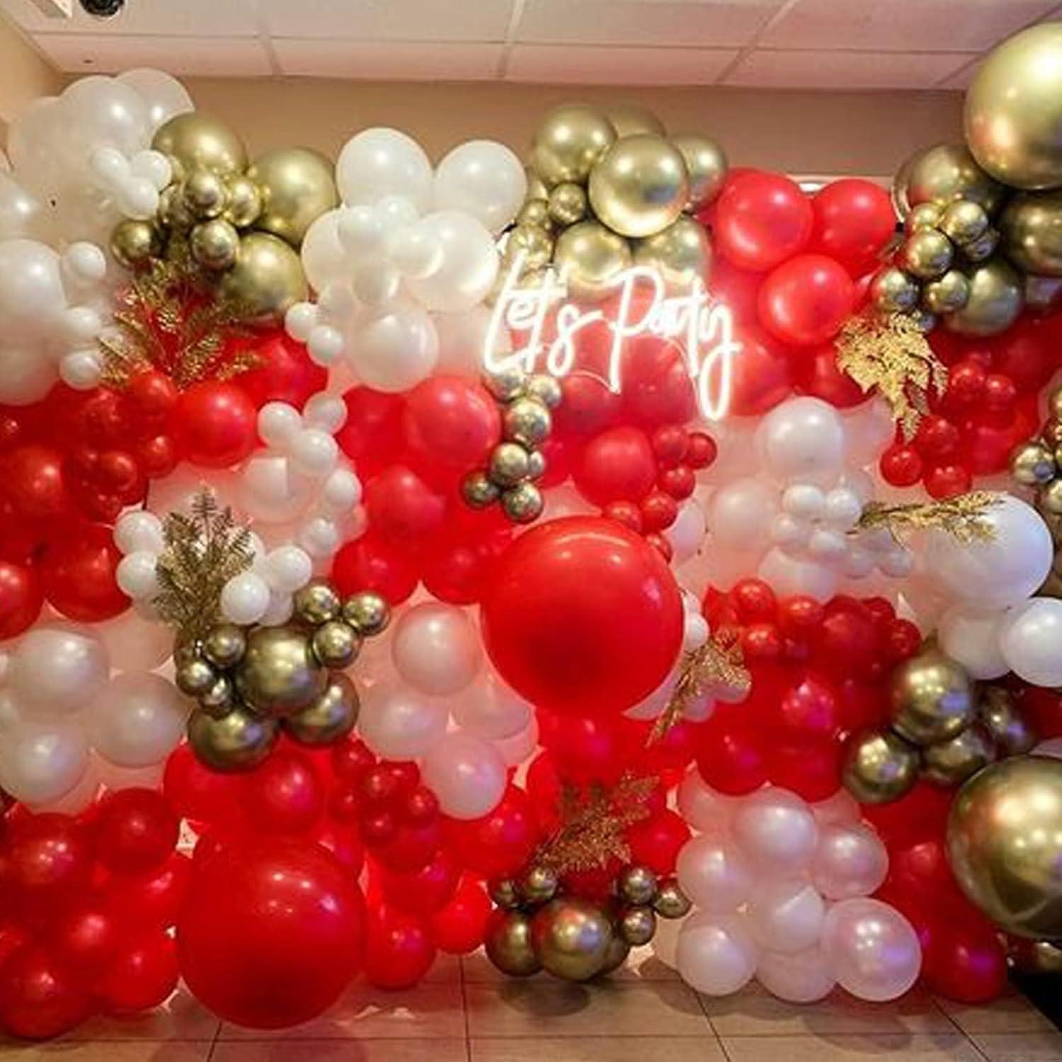 Rot Weiß Gold Luftballon Girlande 120 Ballon Hochzeit Geburtstag Party