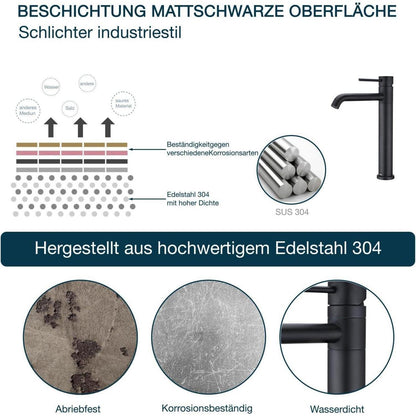 360° Schwenkbarer Bad-Wasserhahn Schwarz Matt