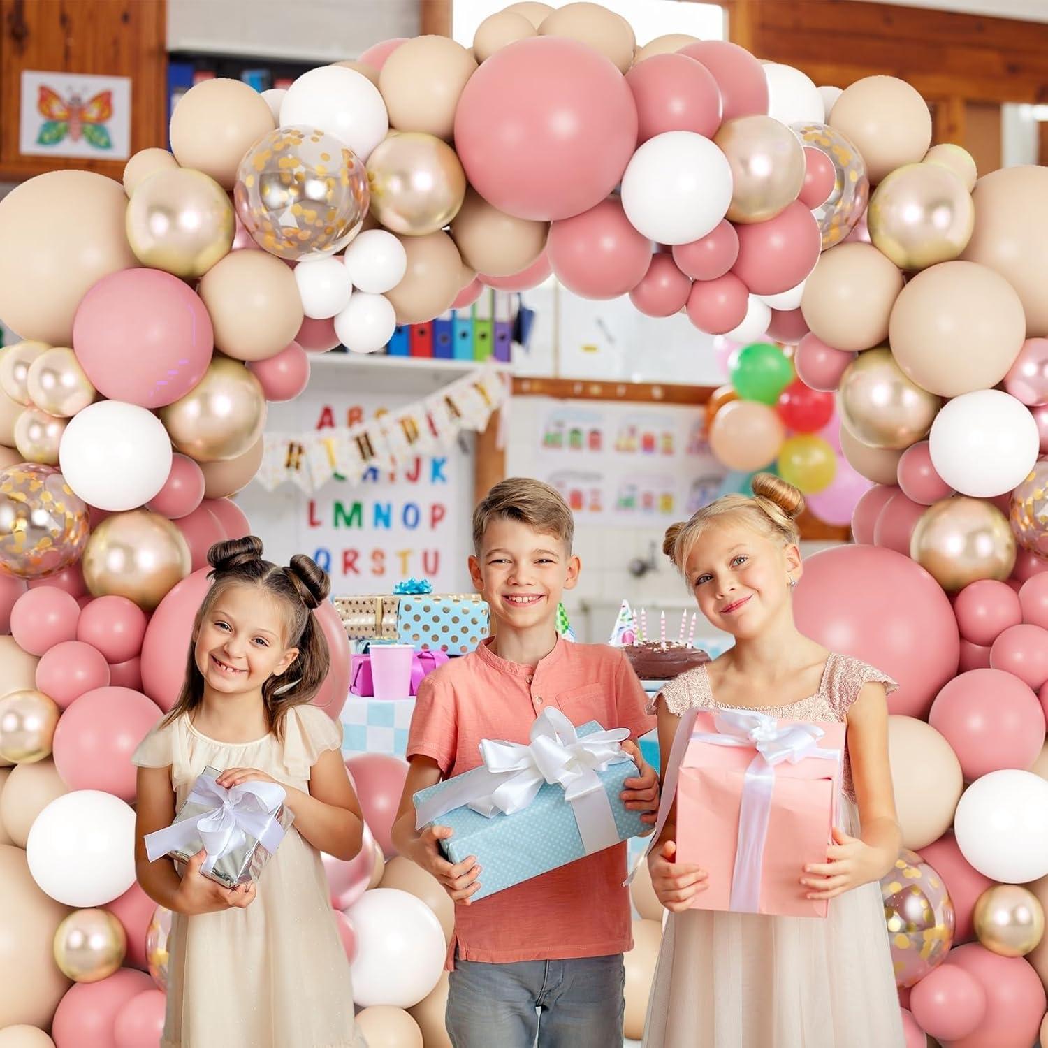 Rosa Luftballon Girlande Set, 138 Stück, Premium Qualität, Party Deko