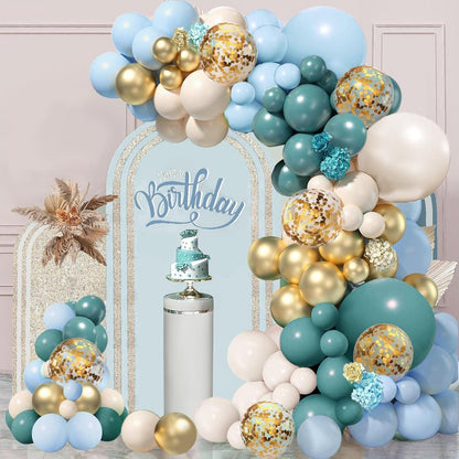 Luftballon Girlande Blau Weiß Gold 138 Stk Retro Blau Beige