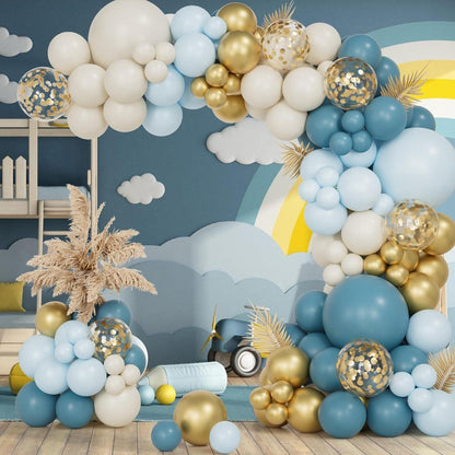 Luftballon Girlande Blau Weiß Gold 138 Stück Party Deko