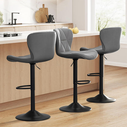 Barhocker 2er Set mit Rückenlehne, Höhenverstellbar, Dunkelgrau