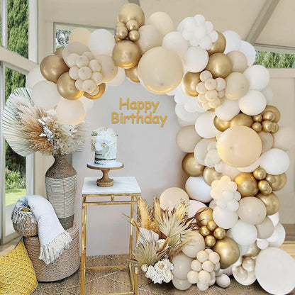 Luftballon Girlande Weiß Gold 125 Stück Ballon Geburtstag