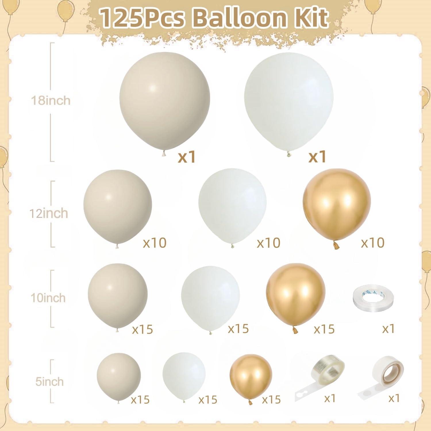 Luftballon Girlande Weiß Gold 125 Stück - Party Dekoration Hochzeit Geburtstag