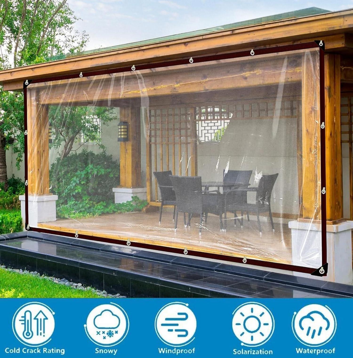 Transparente Abdeckplane Wasserdicht mit Ösen 2x6m
