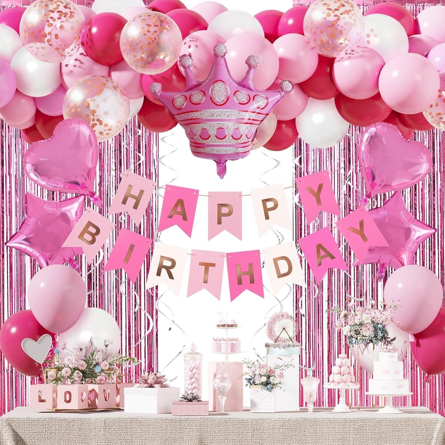 Geburtstagsdeko Rosa Party Deko Mädchen Pink Luftballons Hintergrund