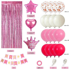 Rosa Geburtstagsdeko Set für Mädchen Frauen, Party Deko mit