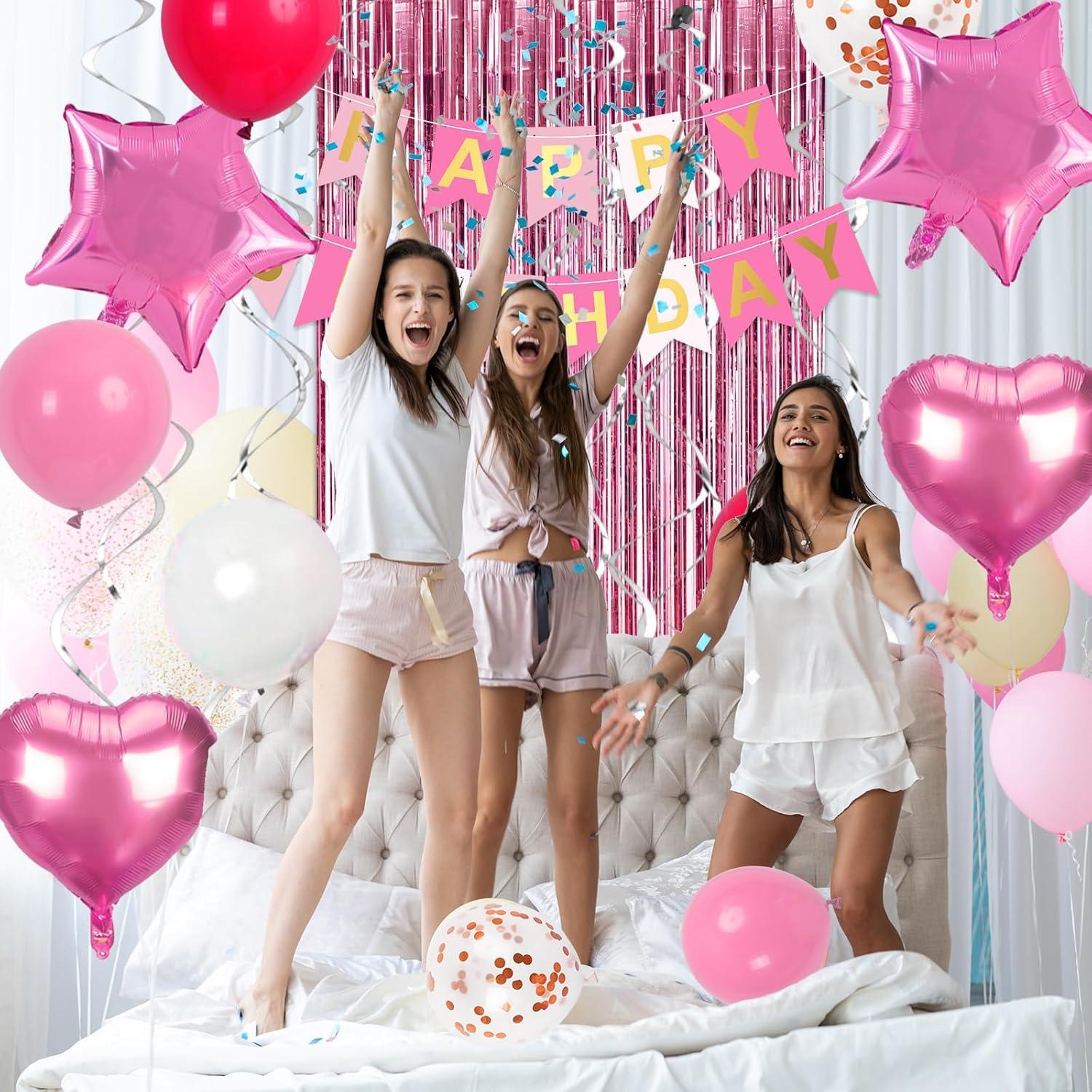 Geburtstagsdeko Rosa Mädchen Frauen Party Deko Luftballons Happy