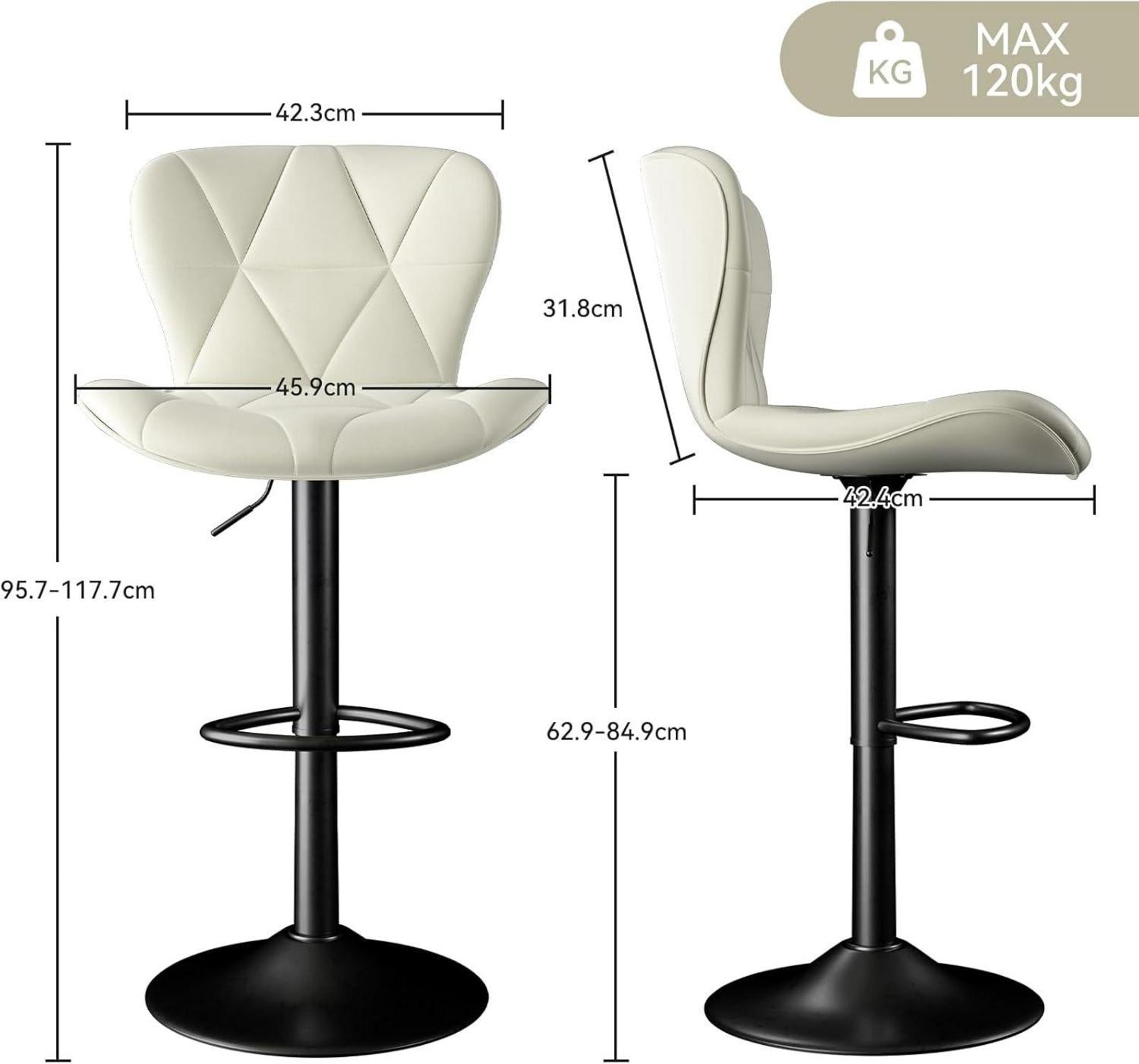 Barhocker 2er Set Höhenverstellbar mit