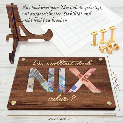 NIX Geld Geschenke aus Holz Geburtstag Hochzeit Reisen