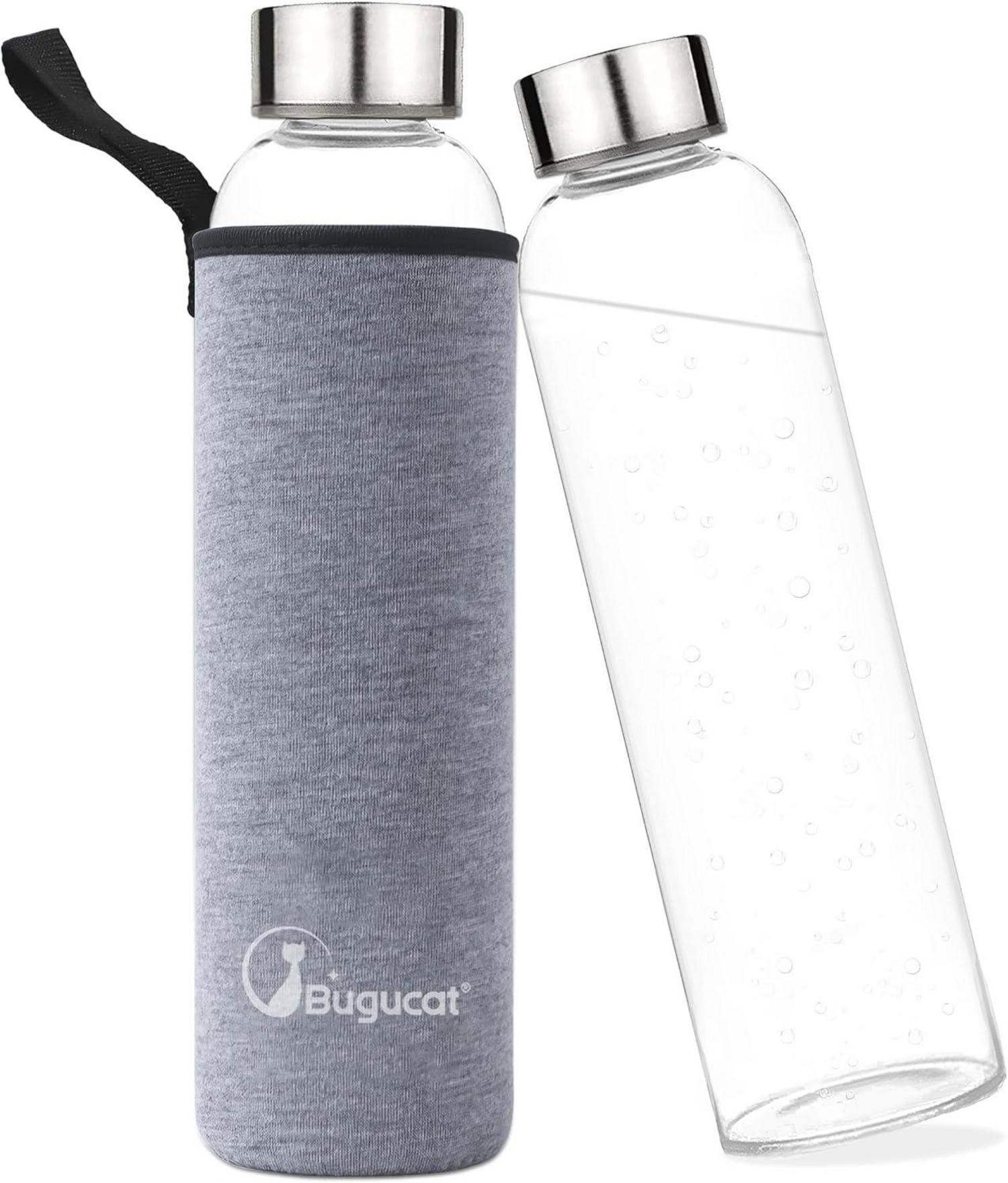Bugucat Glasflasche 750ml Borosilikatglas Auslaufsicher Smoothies