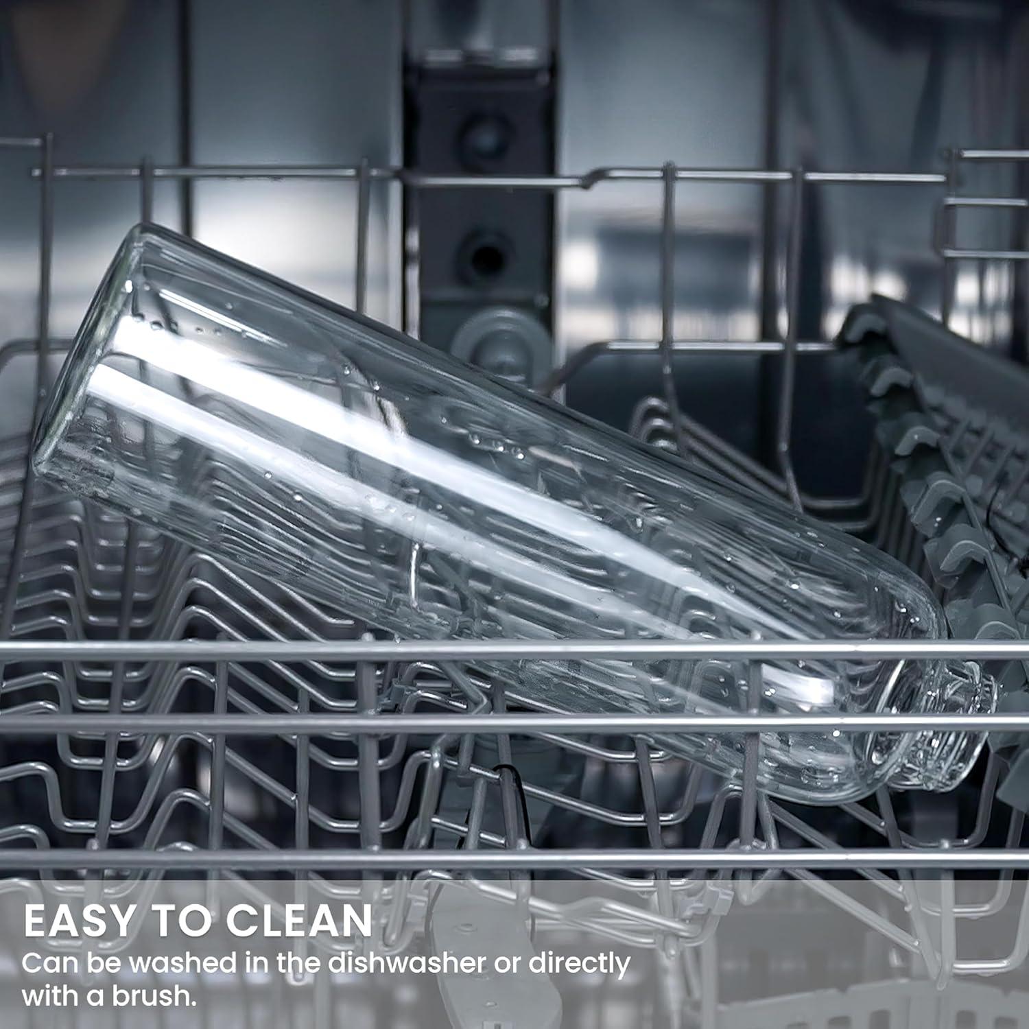 Bugucat Glasflasche 750ml BPA-frei - Trinkflasche aus Borosilikatglas mit Edelstahlabdeckung und Schutzhülle Grau