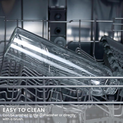 Bugucat Glasflasche 750ml BPA-frei - Trinkflasche aus Borosilikatglas mit Edelstahlabdeckung und Schutzhülle Grau