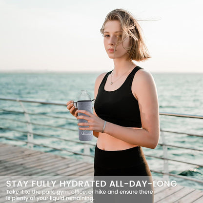 Glasflasche 750 ml Borosilikatglas Smoothies Säfte Wasser Grau