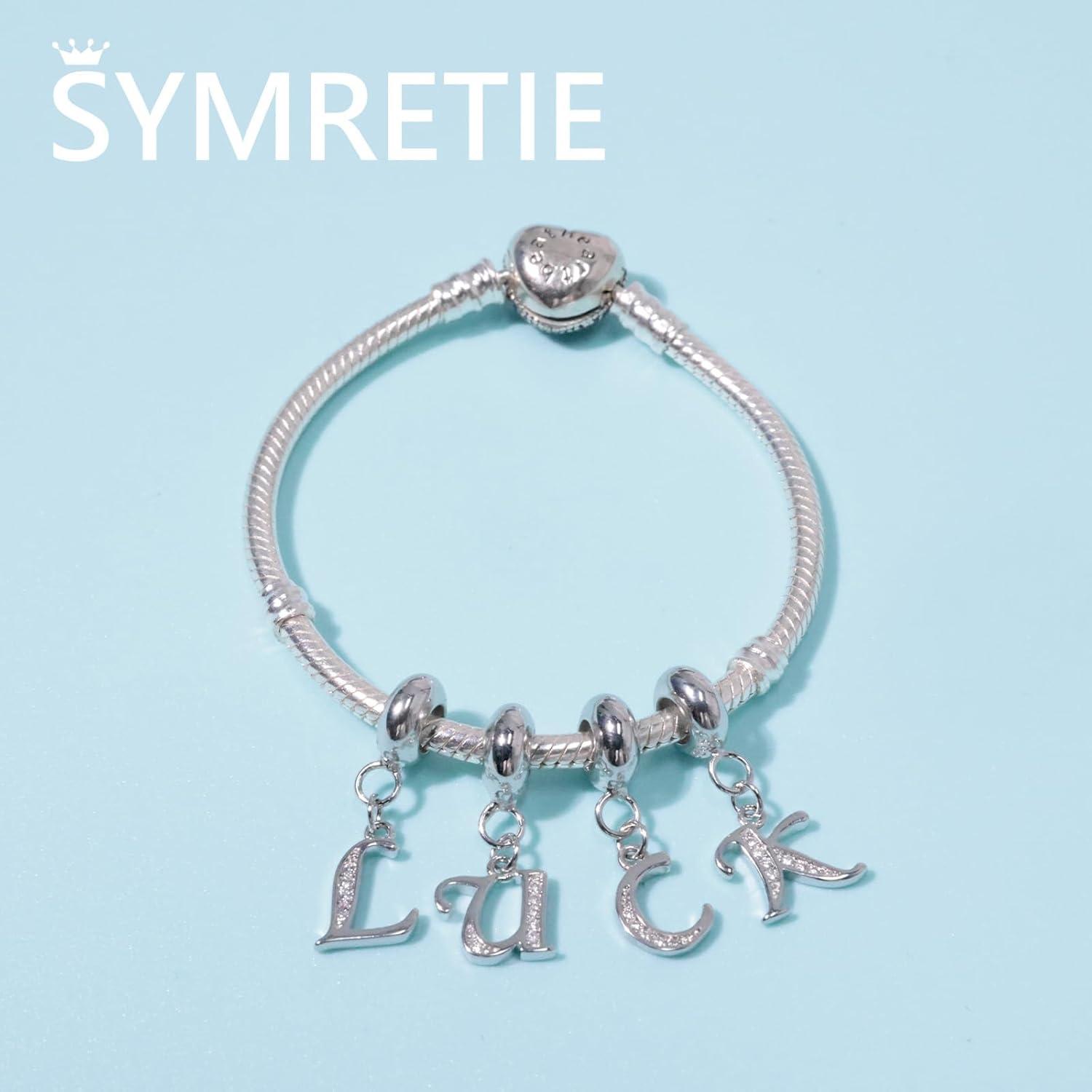 925 Sterling Silber Buchstaben Charm Anhänger Muttertag Symretie Zirkonia