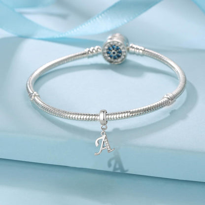 925 Sterling Silber Initial Charm Anhänger Buchstabe A-Z für Armbänder