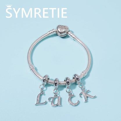 925 Sterling Silber Initial Charm Anhänger Buchstabe A-Z für Armbänder