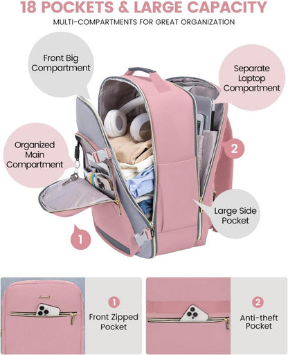 Handgepäck Rucksack 40L Damen Herren Wasserdicht Laptop 17 Zoll Travel