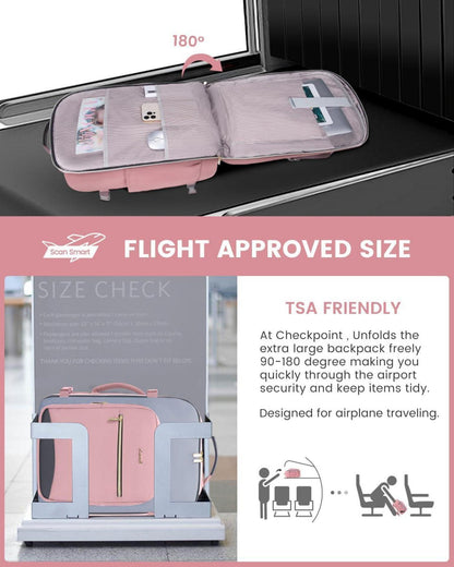 Handgepäck Rucksack 40L Laptop Damen Herren Wasserdicht Flight Bag 17 Zoll Travel Daypack Schule Arbeit Camping