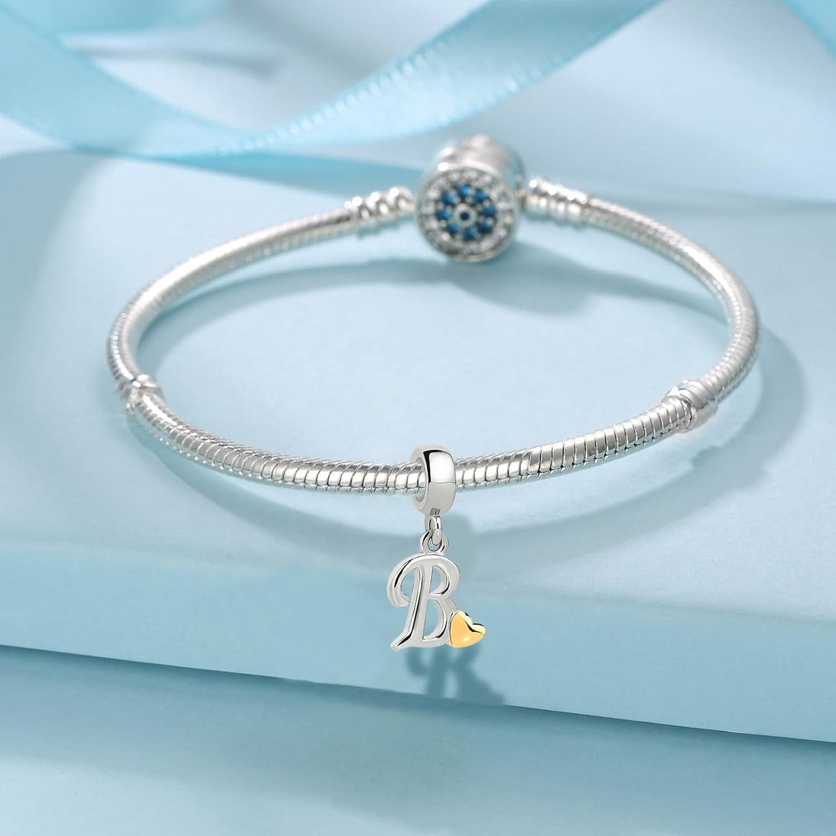 Buchstaben Charm Anhänger mit Gelbem Herz für Europäische Armbänder