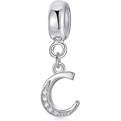 925 Sterling Silber Initial Charm Anhänger Buchstabe A-Z für Armband & Halskette