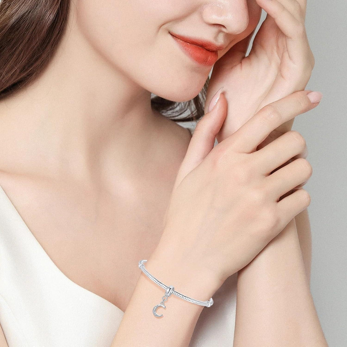 925 Sterling Silber Initial Charm Anhänger Buchstabe A-Z für Armband & Halskette