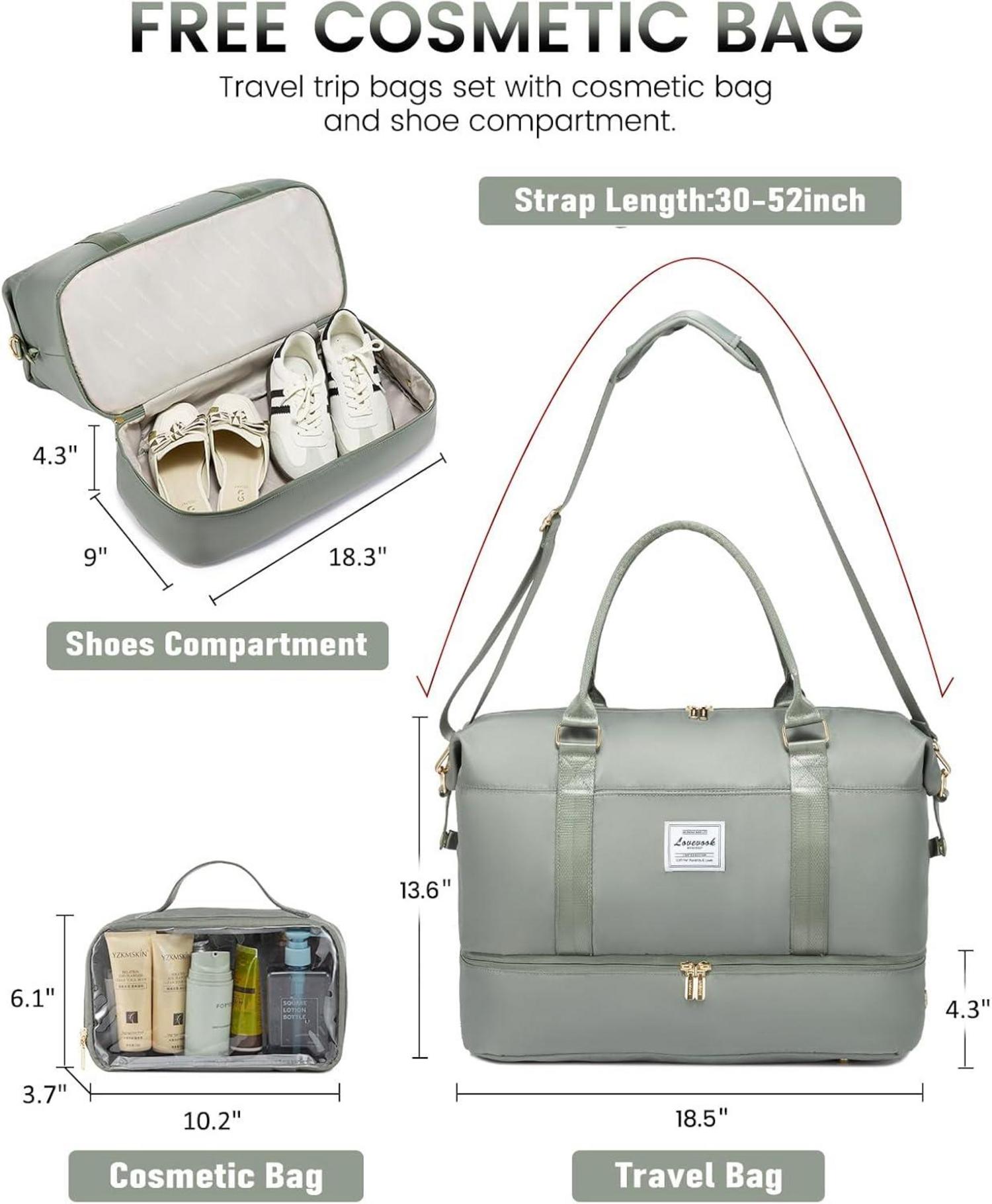 Reisetasche Damen Sporttasche Weekender mit Schuhfach 45L