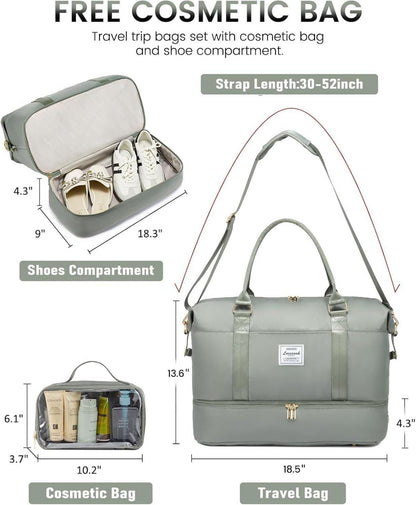Reisetasche Damen Sporttasche Weekender mit Schuhfach 45L