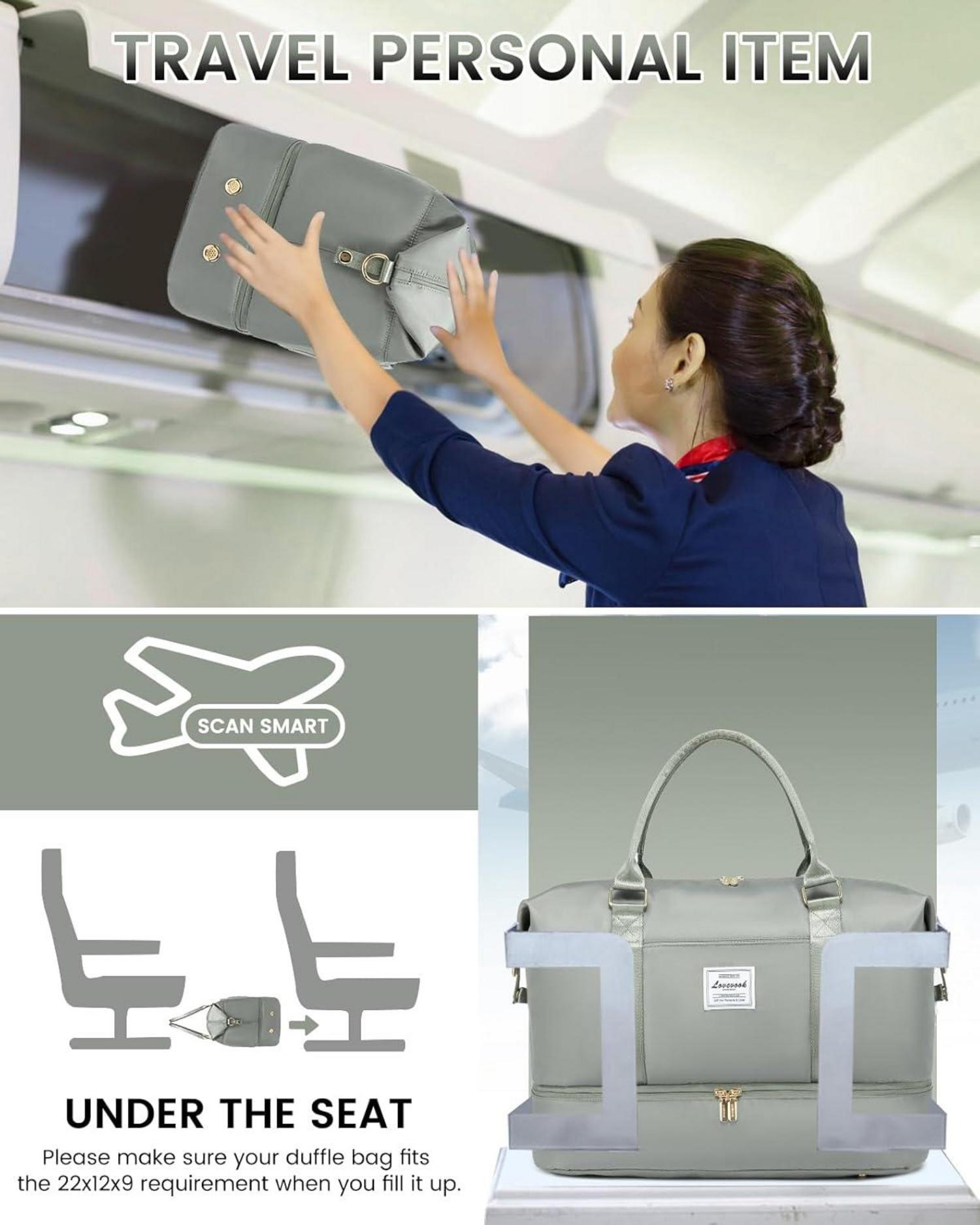 Reisetasche Damen Sporttasche mit Schuhfach Weekender Handgepäck Flugzeug Fitnesstasche