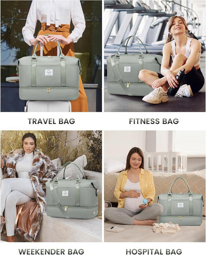 Große Reisetasche Damen Sporttasche Schuhfach Weekender Handgepäck Travel Bag