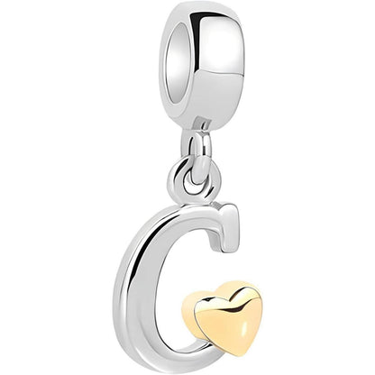 Buchstaben Charm Anhänger mit Gelbem Herz aus 925 Sterling Silber