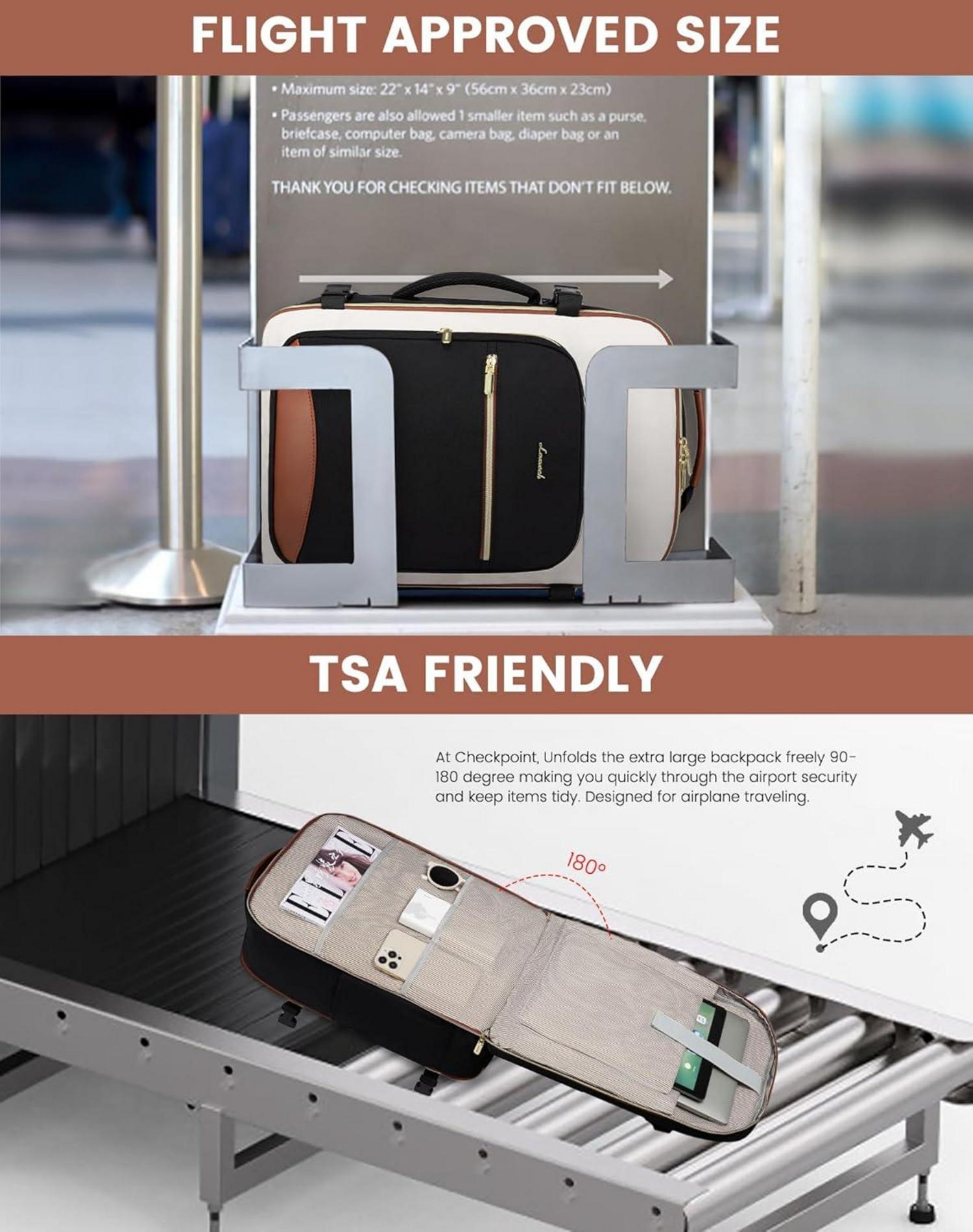 Handgepäck Rucksack 50L Laptopfach Wasserdicht 17 Zoll - Damen Herren Flugzeug Travel Backpack