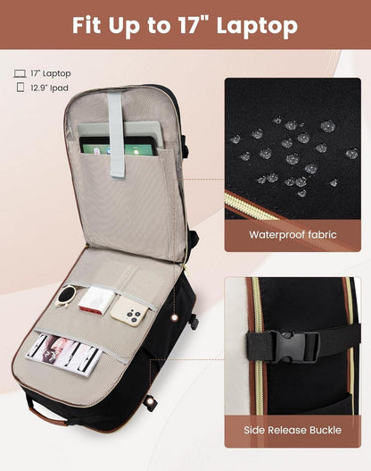 50L Handgepäck Rucksack Damen Herren Wasserdicht Laptop 17 Zoll