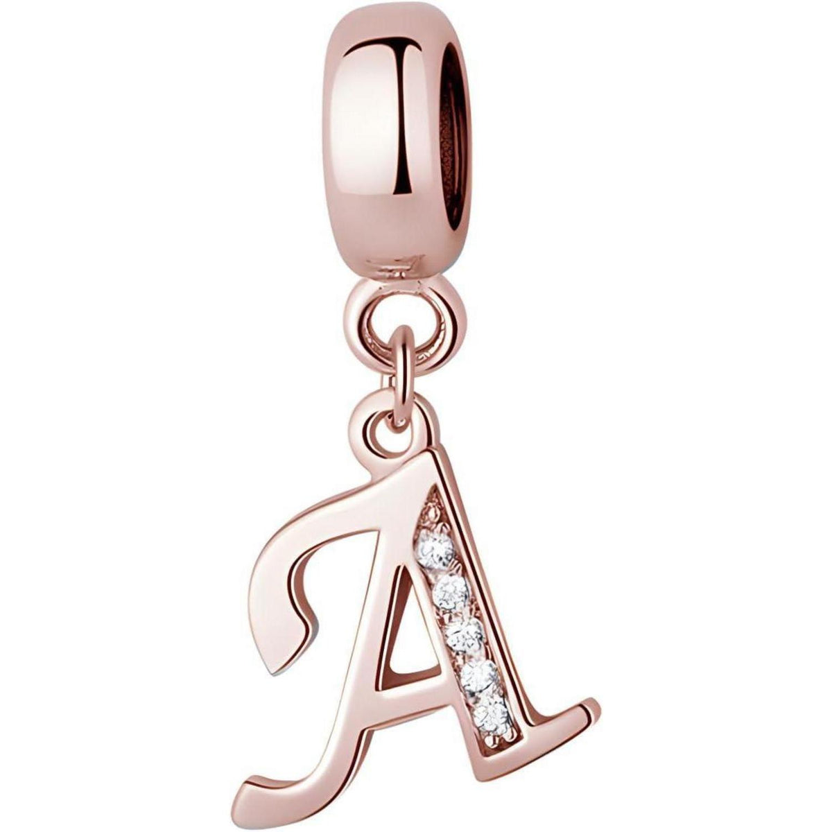 Buchstaben Charm Anhänger 925 Sterling Silber Rosegold Zirkonia A-Z