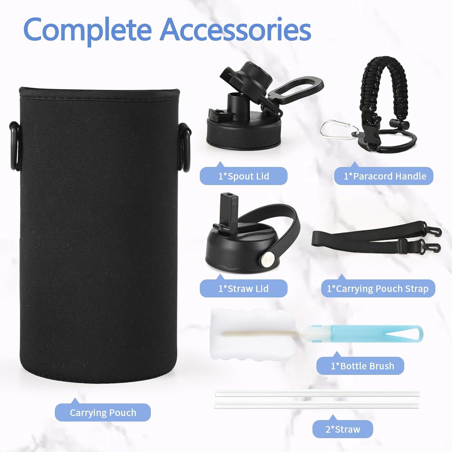 Livole 40oz Edelstahl Trinkflasche mit Strohhalm und