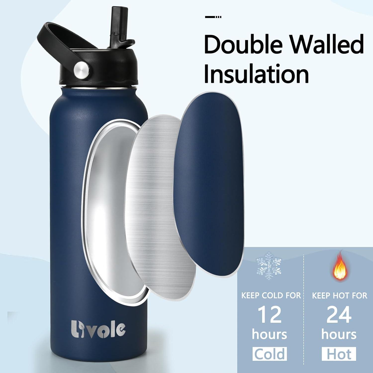 40oz 1180ml Trinkflasche Edelstahl Strohhalm Auslaufsicher Hot Cold