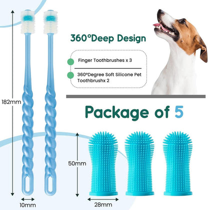 5er Set Hundezahnbürste Fingerling Silikon Zahnpflege Hunde Katzen Kleine Hunde
