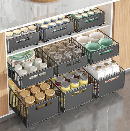 Teleskopschublade Ausziehbar Erweiterbar Schwarz 2Stk 38x25x19cm