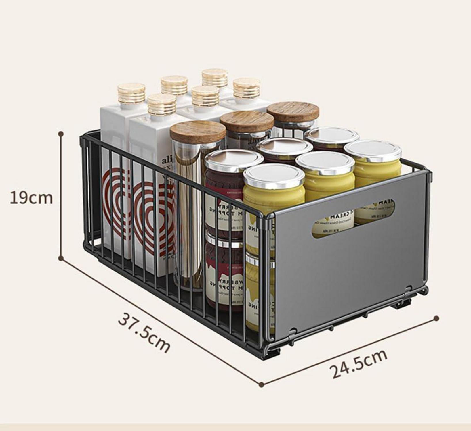 Teleskopschublade Ausziehbar für Küchenschränke Schwarz 2Stk 38x25x19 cm