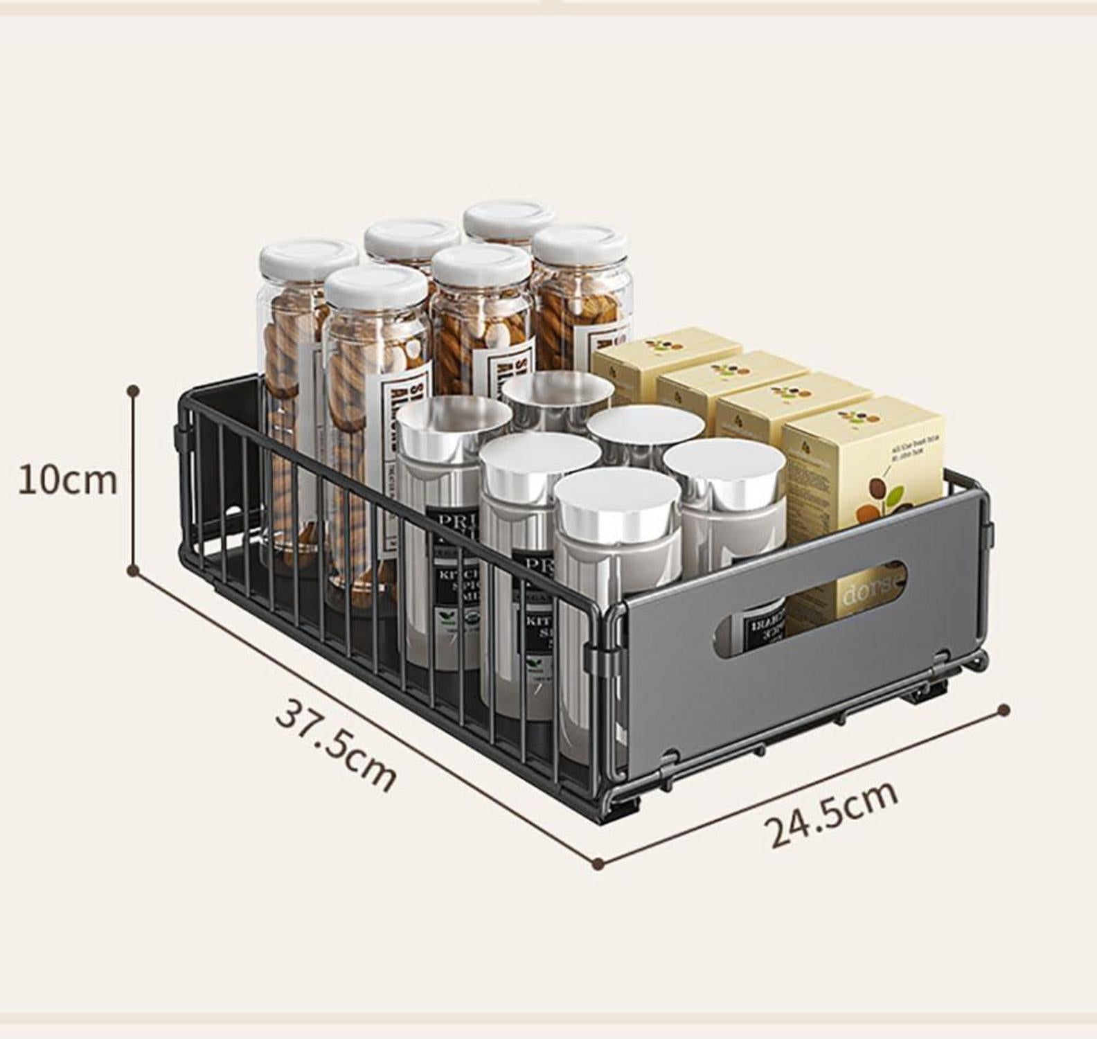 Teleskopschubladen Organizer Set Ausziehbar Schwarz 2Stk 38x25x10CM