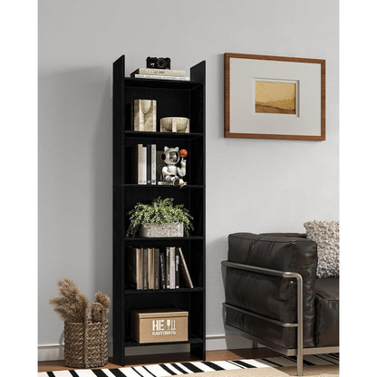Bücherregal 6 Fächern Schwarz – Standregal für Wohnzimmer & Büro