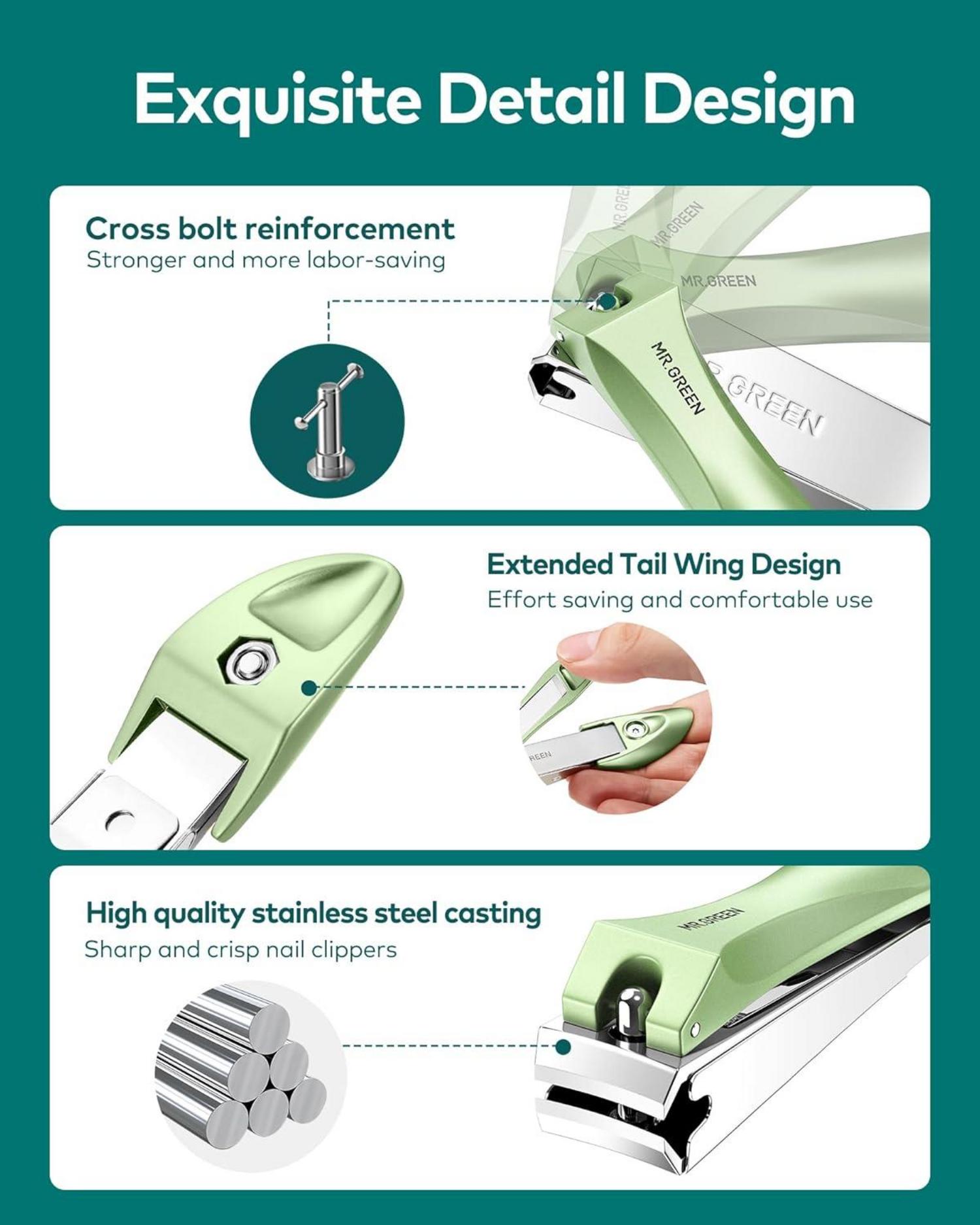 MR.GREEN Nagelknipser mit Nagelfeile, Profi-Set, Anti-Spritz Design, exzellente
