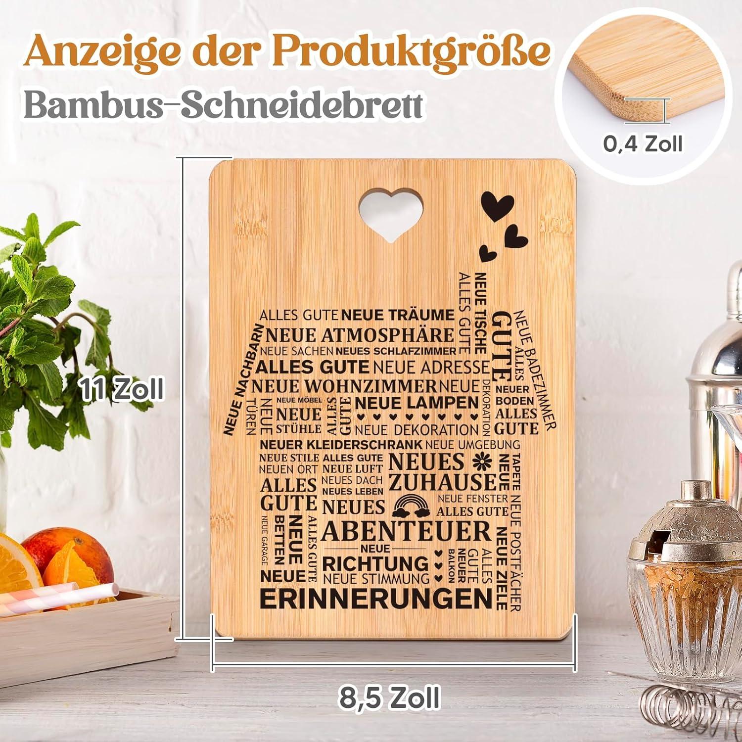 Bambus Schneidebrett Einzugsgeschenk Haus 28x21,5cm - Leicht & praktisch