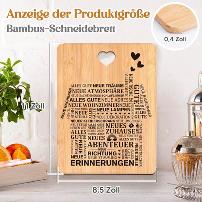 Bambus Schneidebrett Einzugsgeschenk Haus 28x21,5cm - Leicht & praktisch