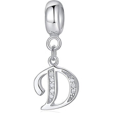 925 Sterling Silber Initial Charm Anhänger Buchstabe D Zirkonia
