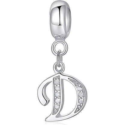 925 Sterling Silber Initial Charm Anhänger Buchstabe D Zirkonia