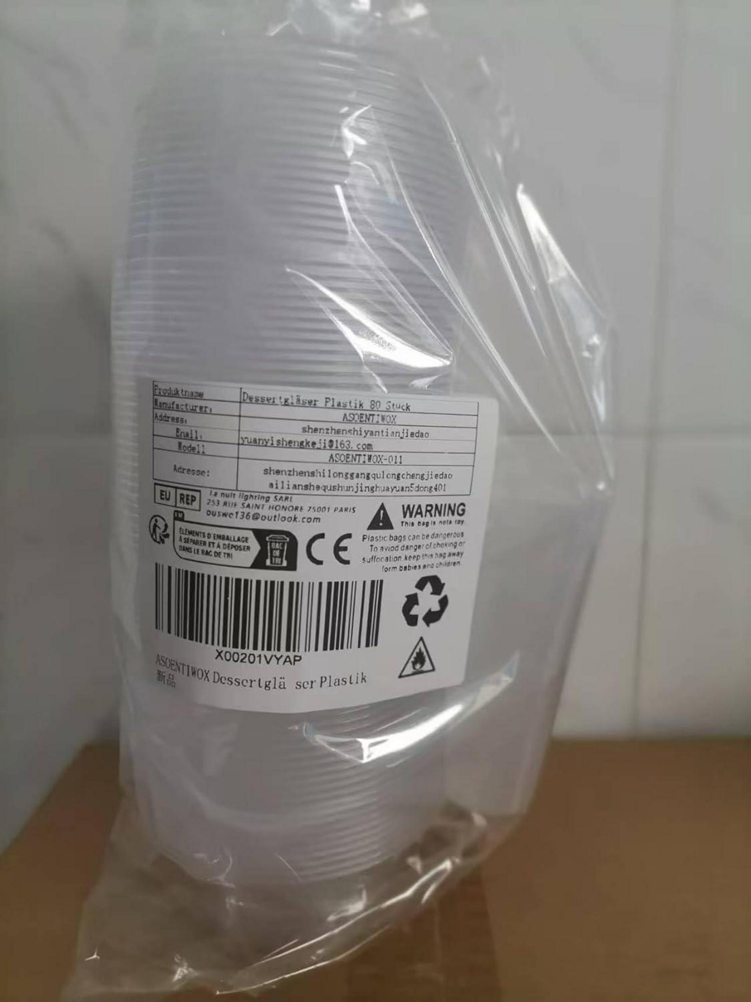 80x Dessertgläser Plastik 210ML Dessertschalen Eisbecher Hartplastik
